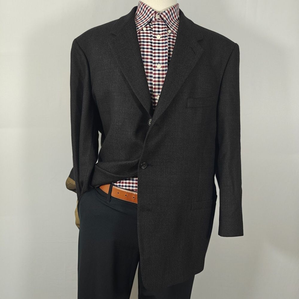 Daniel Hechter Men's Sport‎ Coat Blazer Three Button Dark Brown Worsted Wool 46R